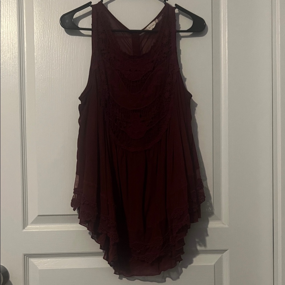 Altar'd State Deep Red Lace Blouse